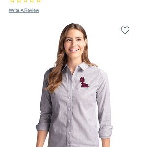 Cutter & Buck Dark Blue Plaid Button Down Shirt